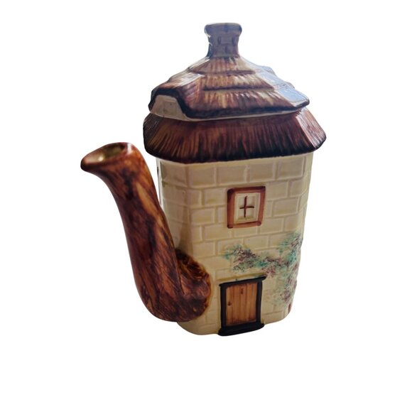 Vintage Hand-Painted England Cottage Ceramic Teapot Hand-Painted Floral Detail - Picture 3 of 8